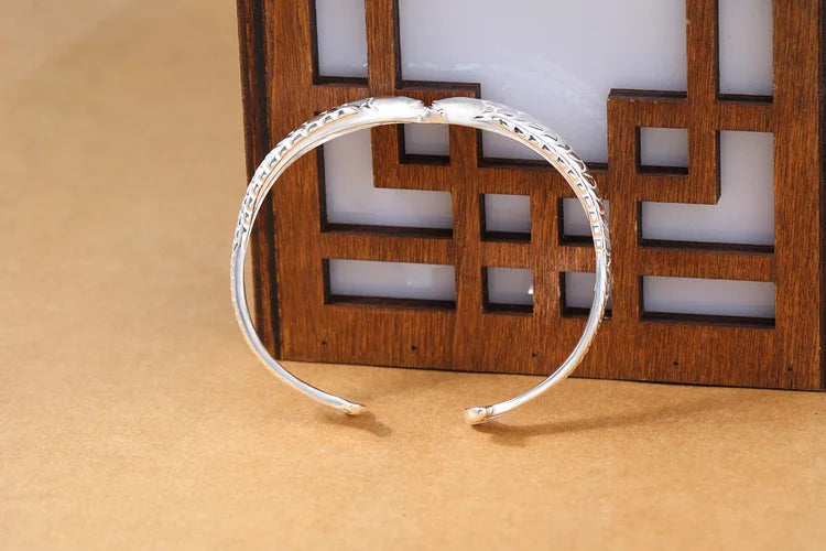New Exquisite Cute Fish 925 Sterling Silver Jewelry Not Allergic Bracelets Pisces Double Fish Ethnic Style Retro Bangles  SL006