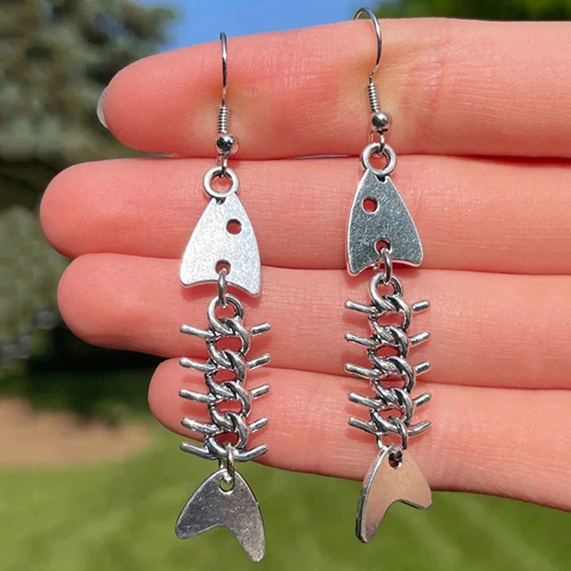 Metal Fishbone Earrings