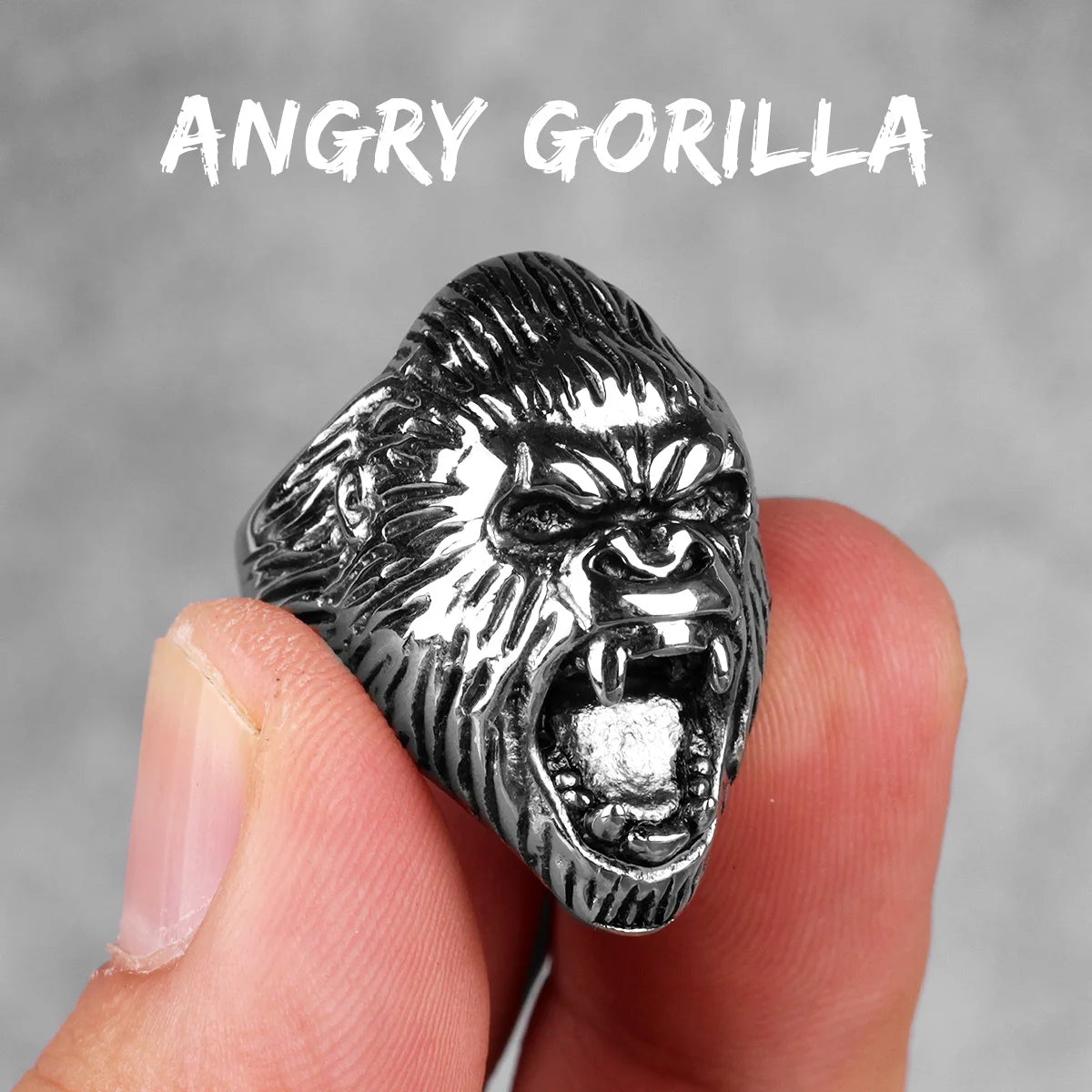 Stainless Steel Men Rings Gorilla