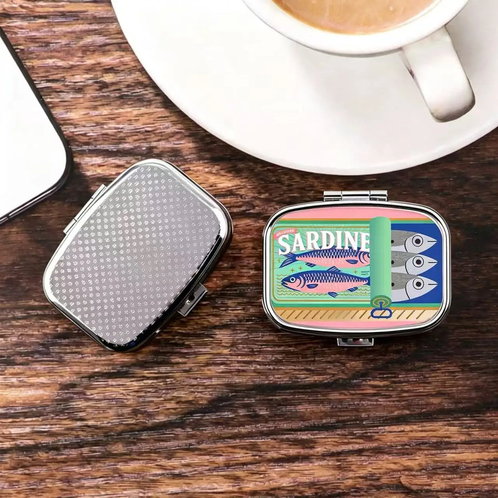 Cute Sardines Print Metal Pill Case