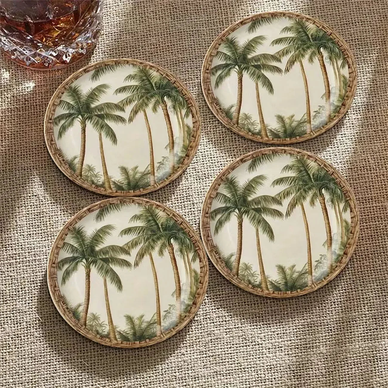 4Pcs Coastal Style Wooden Coasters
