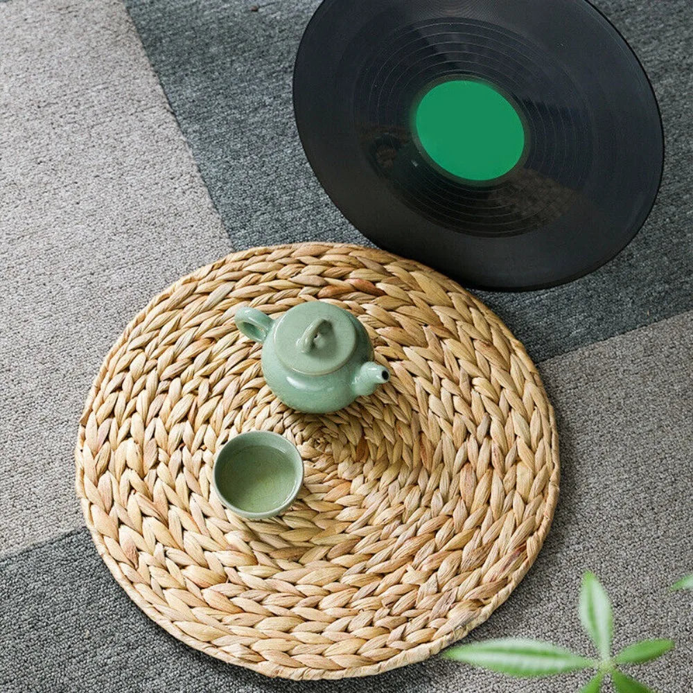 Rattan Round Natual Straw cups Mat
