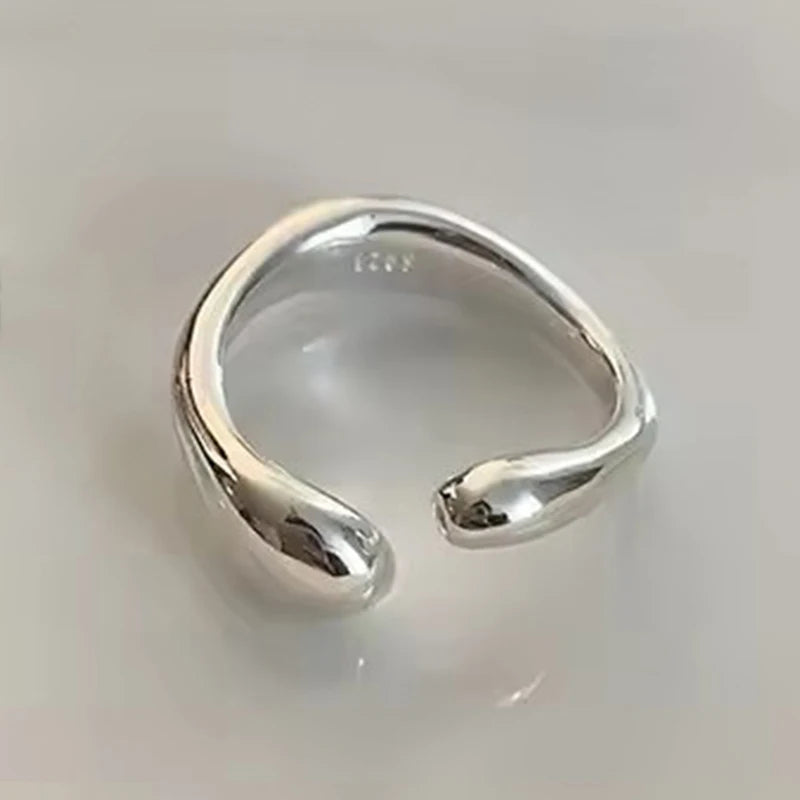 PANJBJ Real 925 Sterling Silver Retro Round Ring For 2 Rigns Women Chain Vintage Fine Jewelry Minimalist Accessories Gift