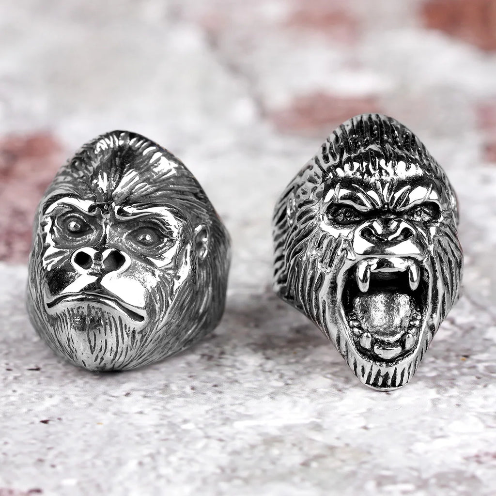 Stainless Steel Men Rings Gorilla