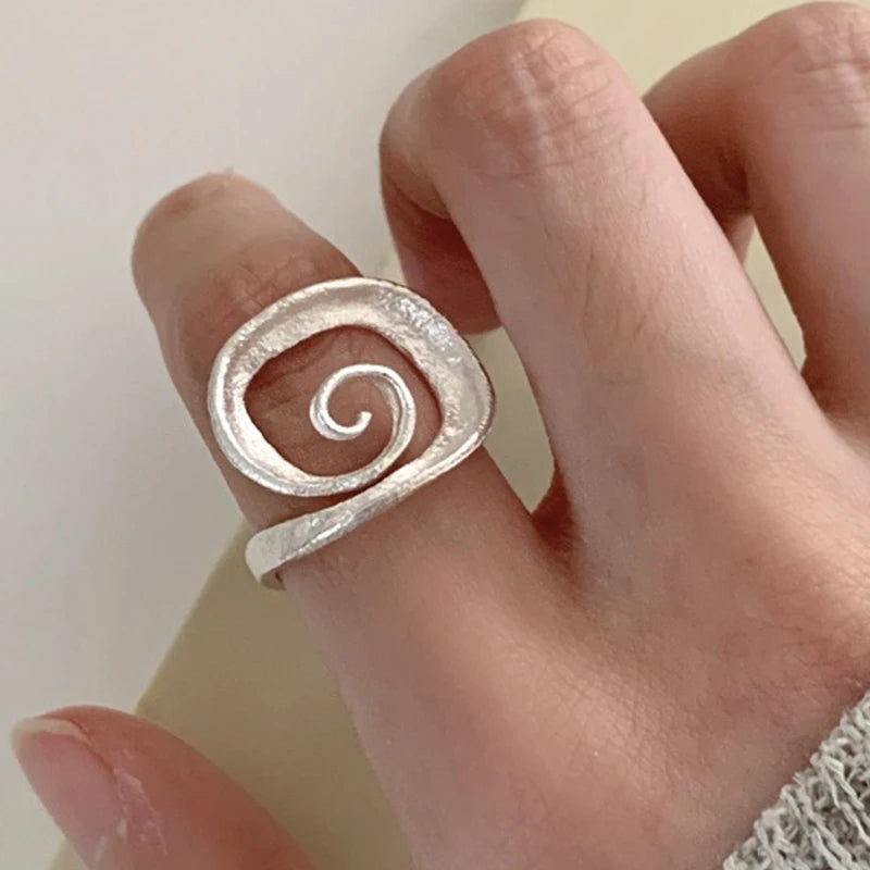 PANJBJ Real 925 Sterling Silver Retro Round Ring For 2 Rigns Women Chain Vintage Fine Jewelry Minimalist Accessories Gift