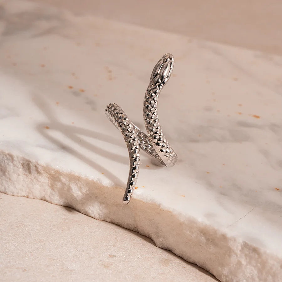 New Arrival Snake Shaped Cuff Bracelet Ring Set for Women Exaggerated Metal Unique Design Bracelet Fashion Jewelry Set