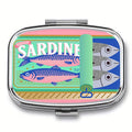 Cute Sardines Print Metal Pill Case