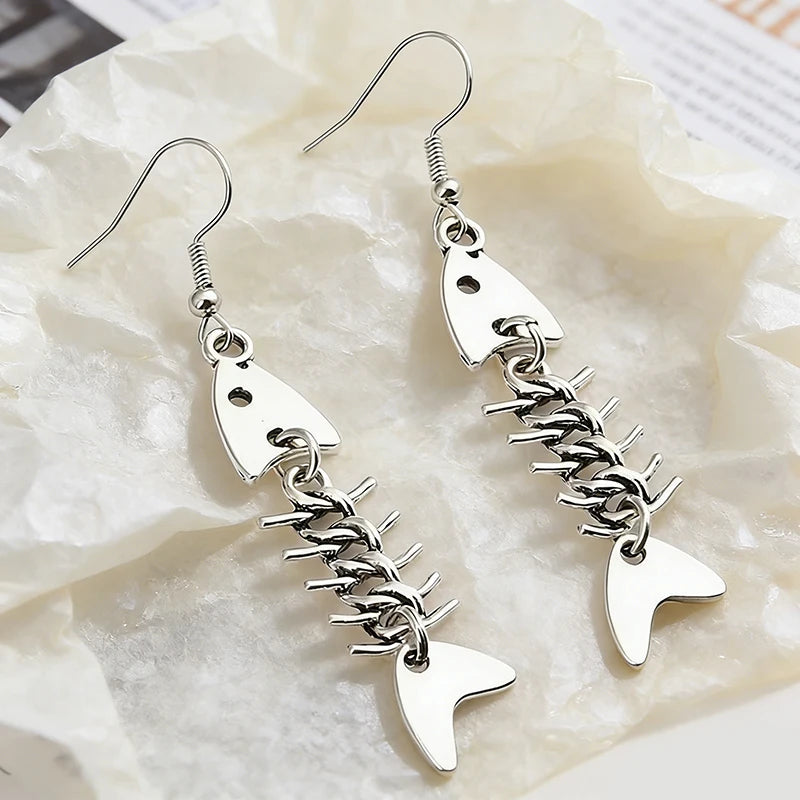 Metal Fishbone Earrings