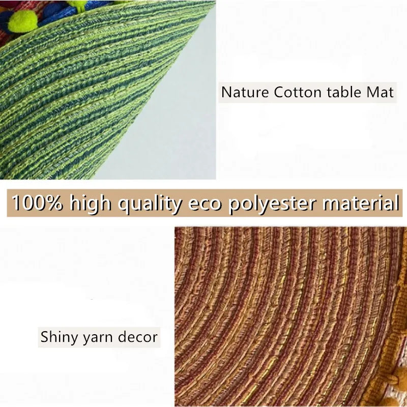 1/6/10PCS Round Braided Red Placemats