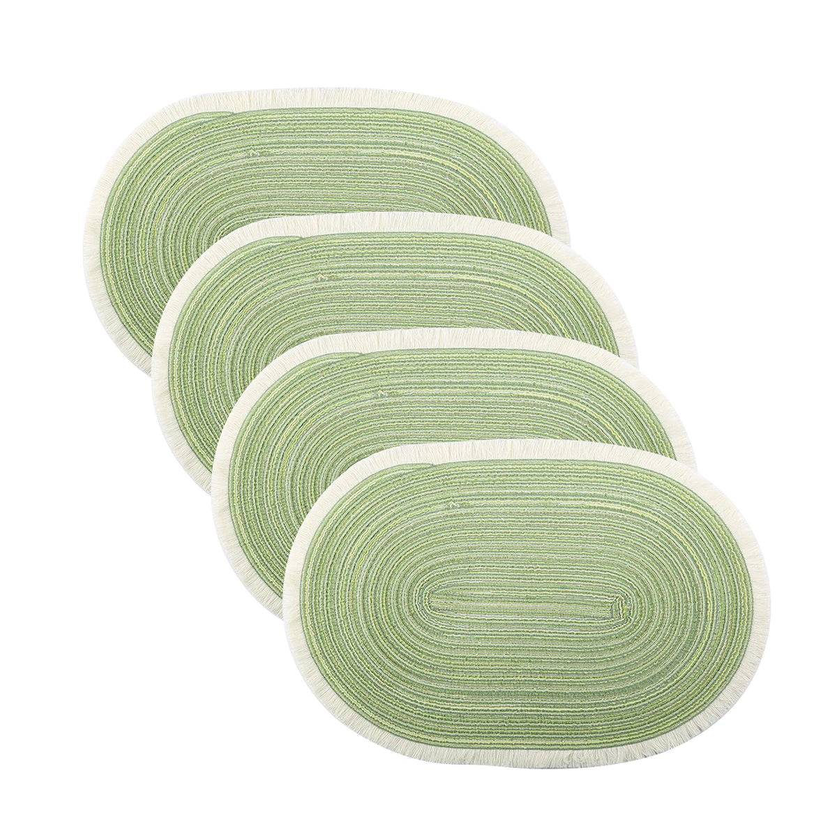 4pcs/set High Quality Handmade Oval Woven Braided Placemats 18x12inch