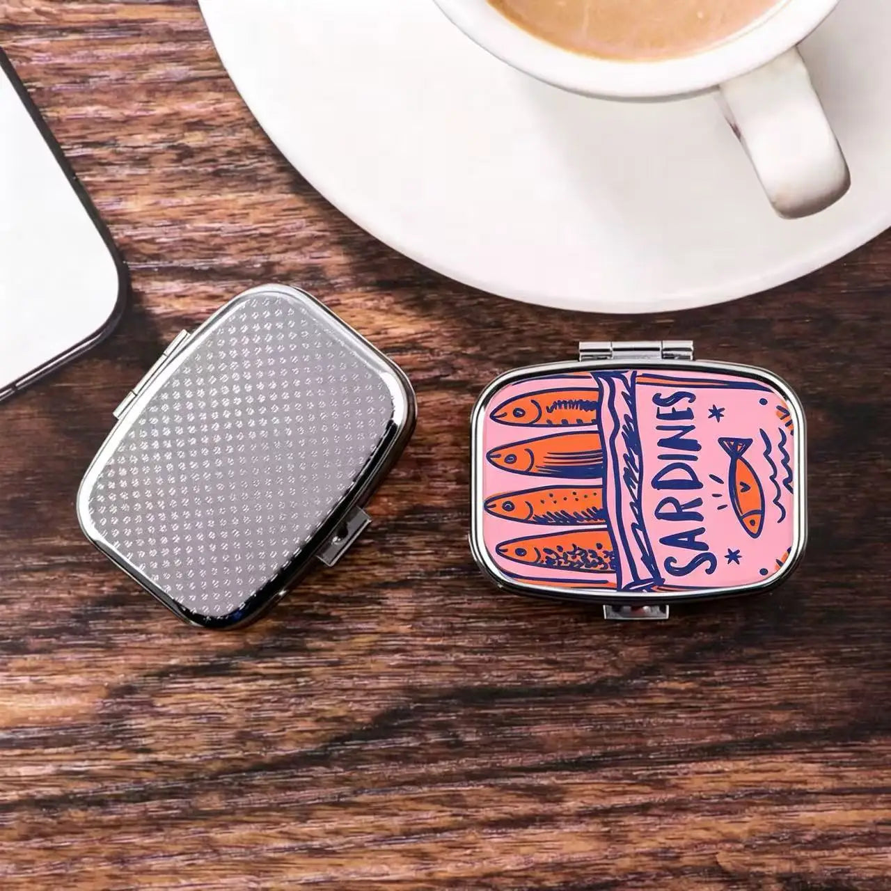 Cute Sardines Print Metal Pill Case