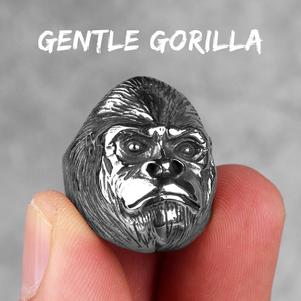 Stainless Steel Men Rings Gorilla