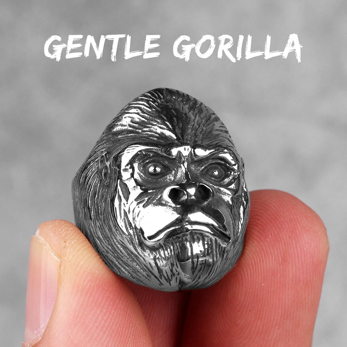 Stainless Steel Men Rings Gorilla