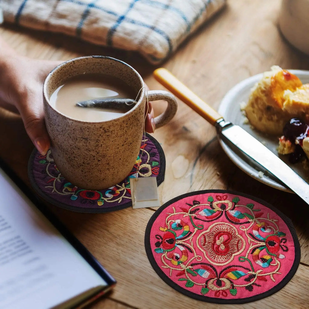 1pc Coasters,  Floral Fabric Coasters Teacup Mat