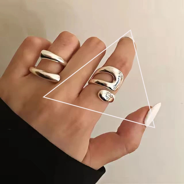 PANJBJ Real 925 Sterling Silver Retro Round Ring For 2 Rigns Women Chain Vintage Fine Jewelry Minimalist Accessories Gift