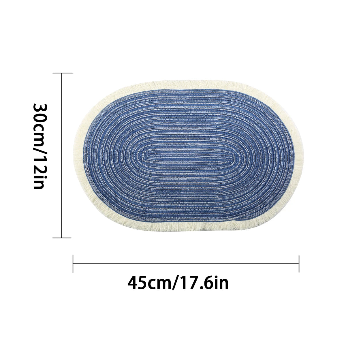 4pcs/set High Quality Handmade Oval Woven Braided Placemats 18x12inch