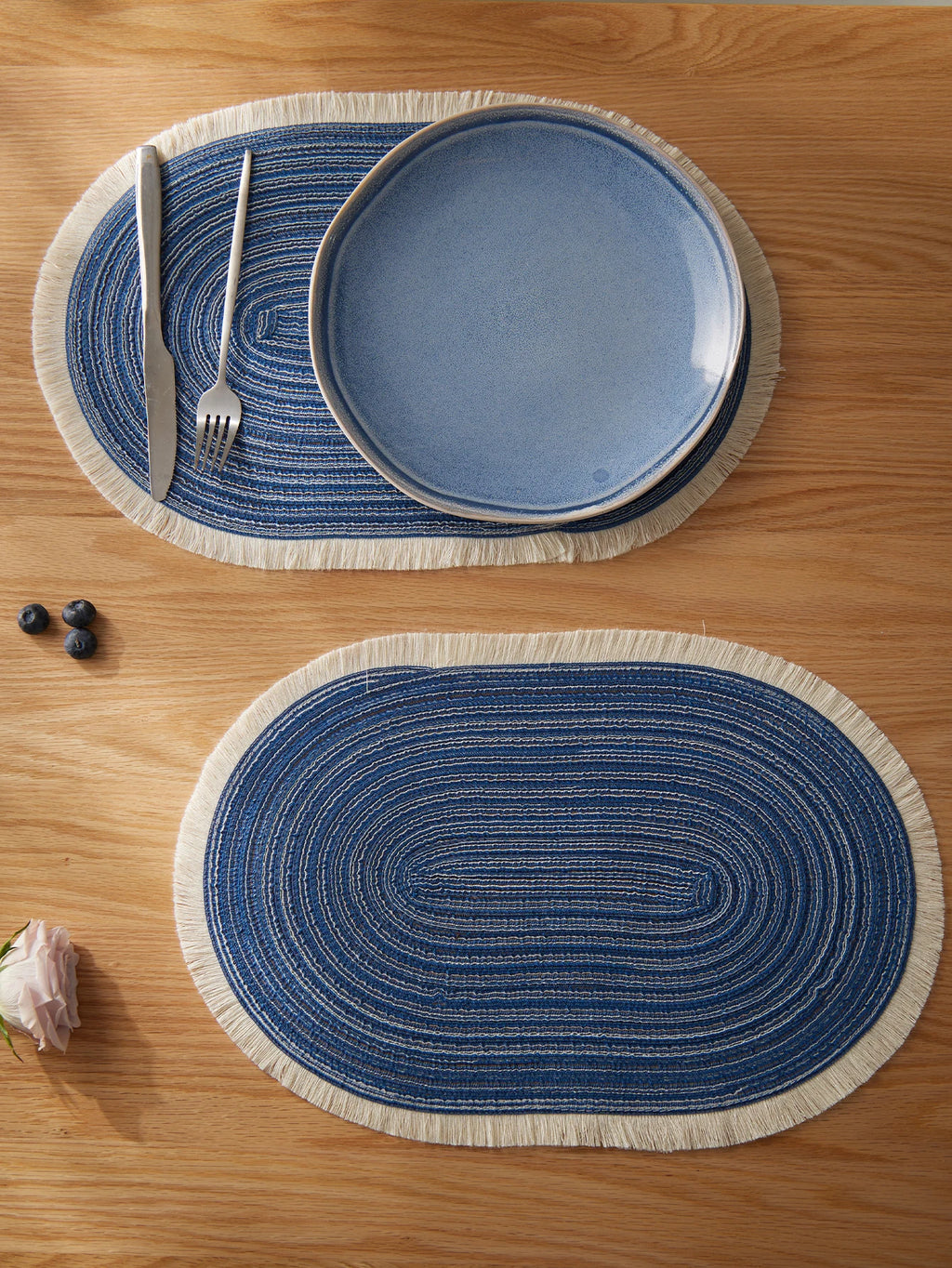 4pcs/set High Quality Handmade Oval Woven Braided Placemats 18x12inch