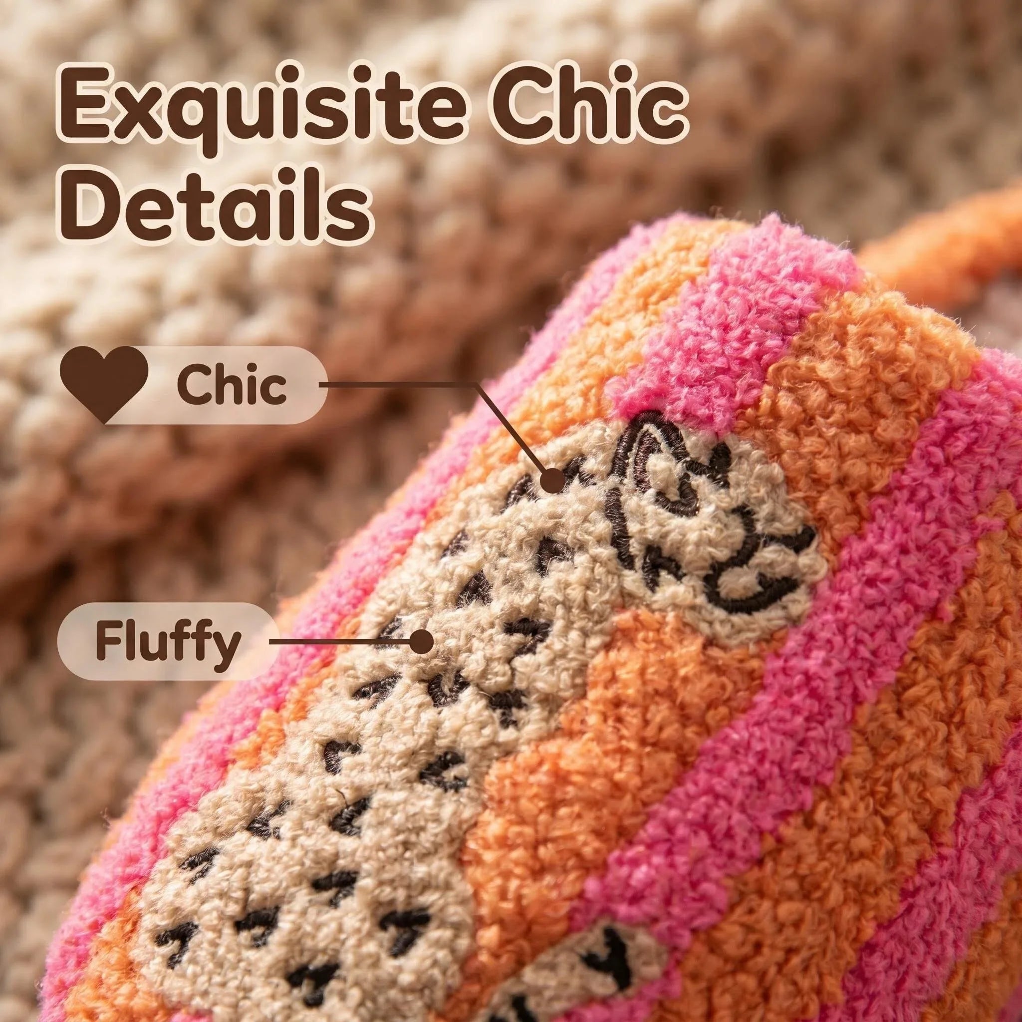 Leopard Print Plush  Indoor Warm Plush Shoes