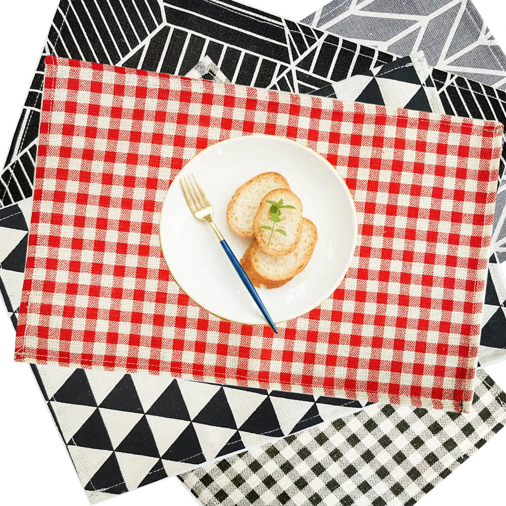 1Pc Polyester Linen Fabric Table Mats