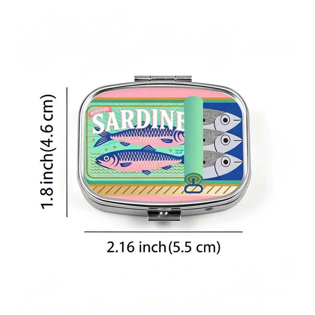Cute Sardines Print Metal Pill Case