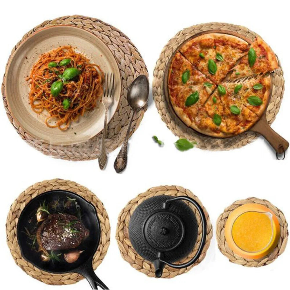 Rattan Round Natual Straw cups Mat