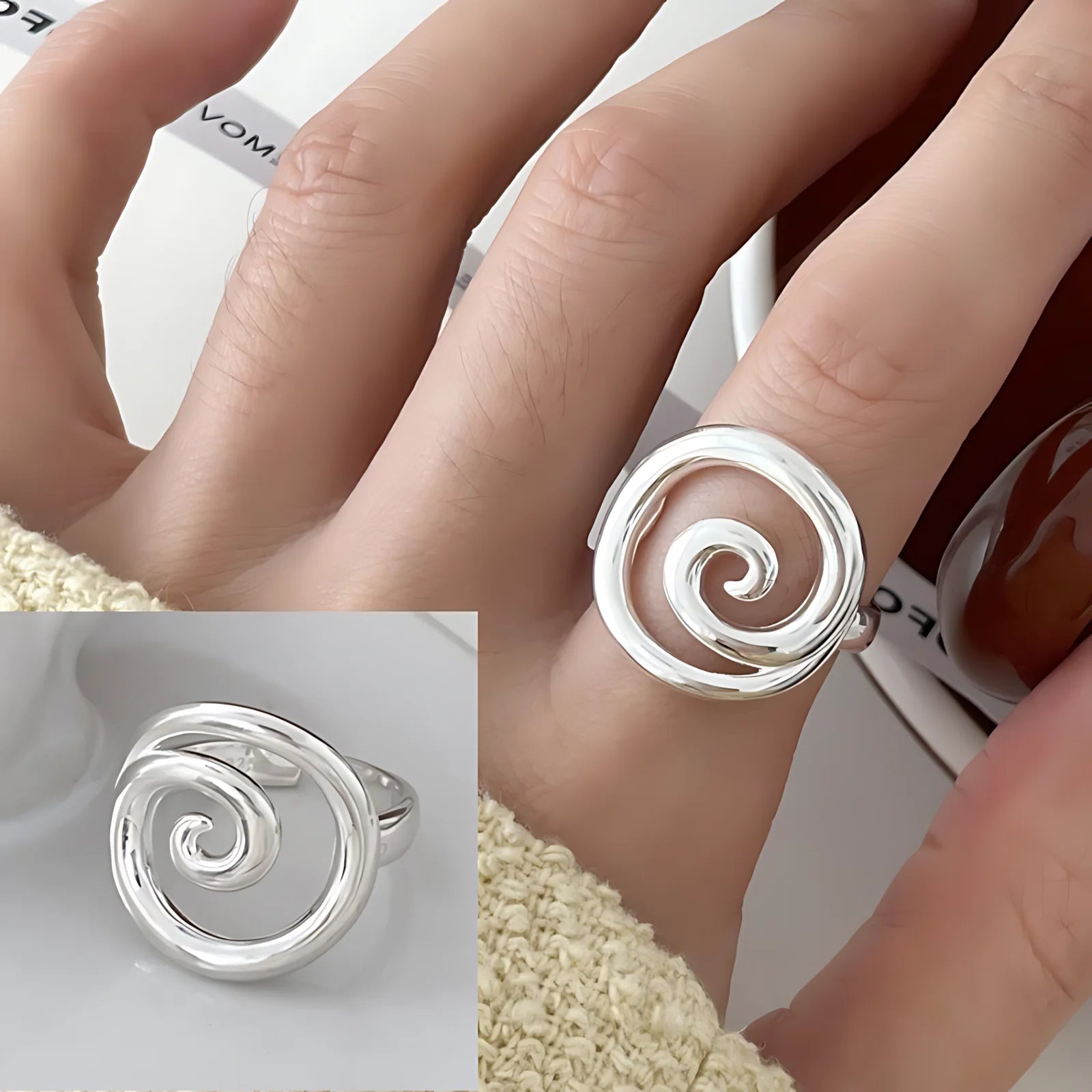 PANJBJ Real 925 Sterling Silver Retro Round Ring For 2 Rigns Women Chain Vintage Fine Jewelry Minimalist Accessories Gift