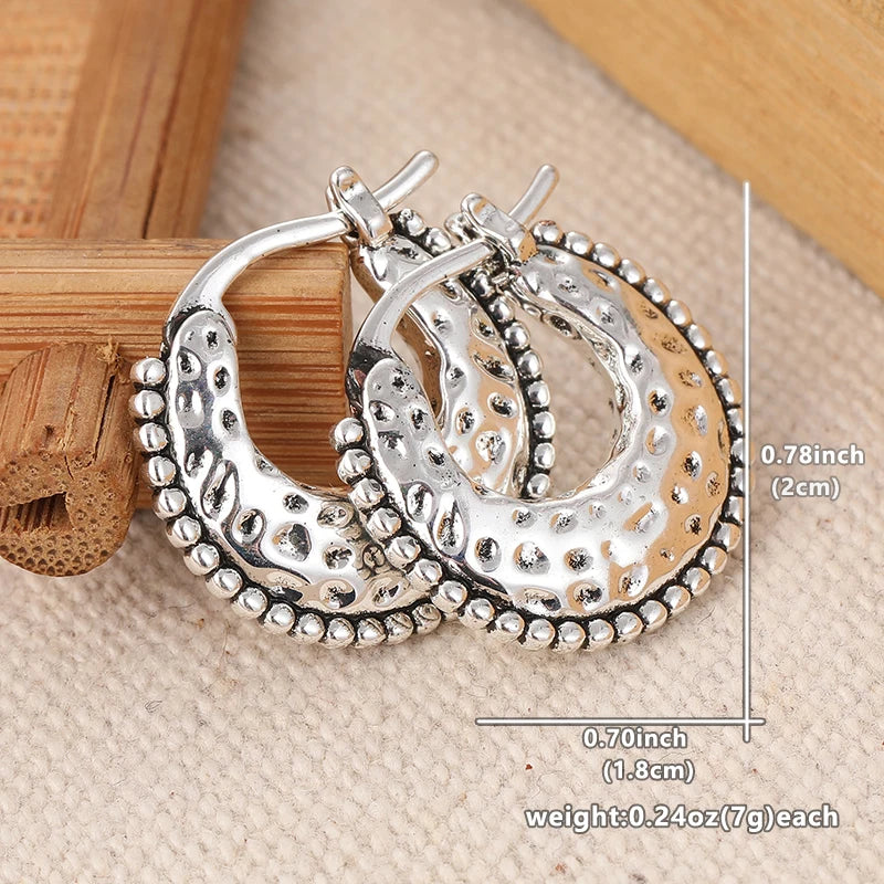 Silver Color Metal Hoop Earrings