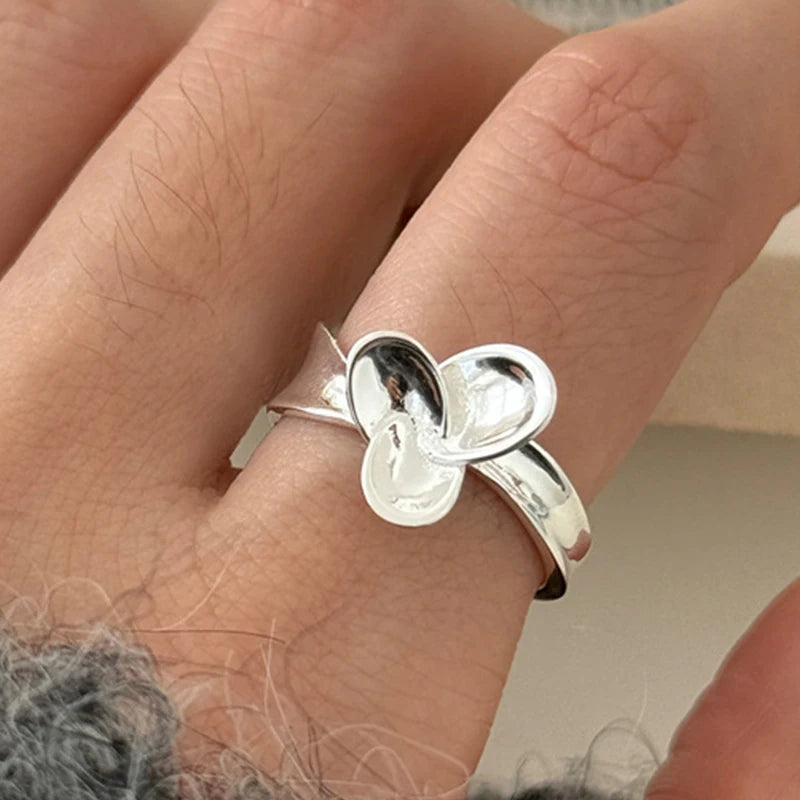 PANJBJ Real 925 Sterling Silver Retro Round Ring For 2 Rigns Women Chain Vintage Fine Jewelry Minimalist Accessories Gift