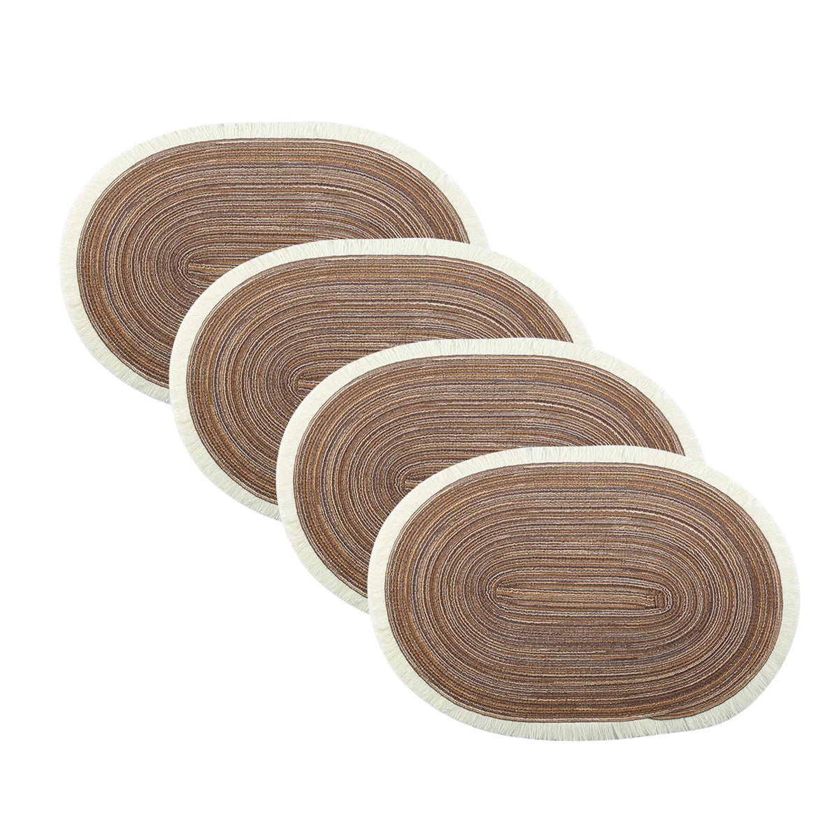 4pcs/set High Quality Handmade Oval Woven Braided Placemats 18x12inch