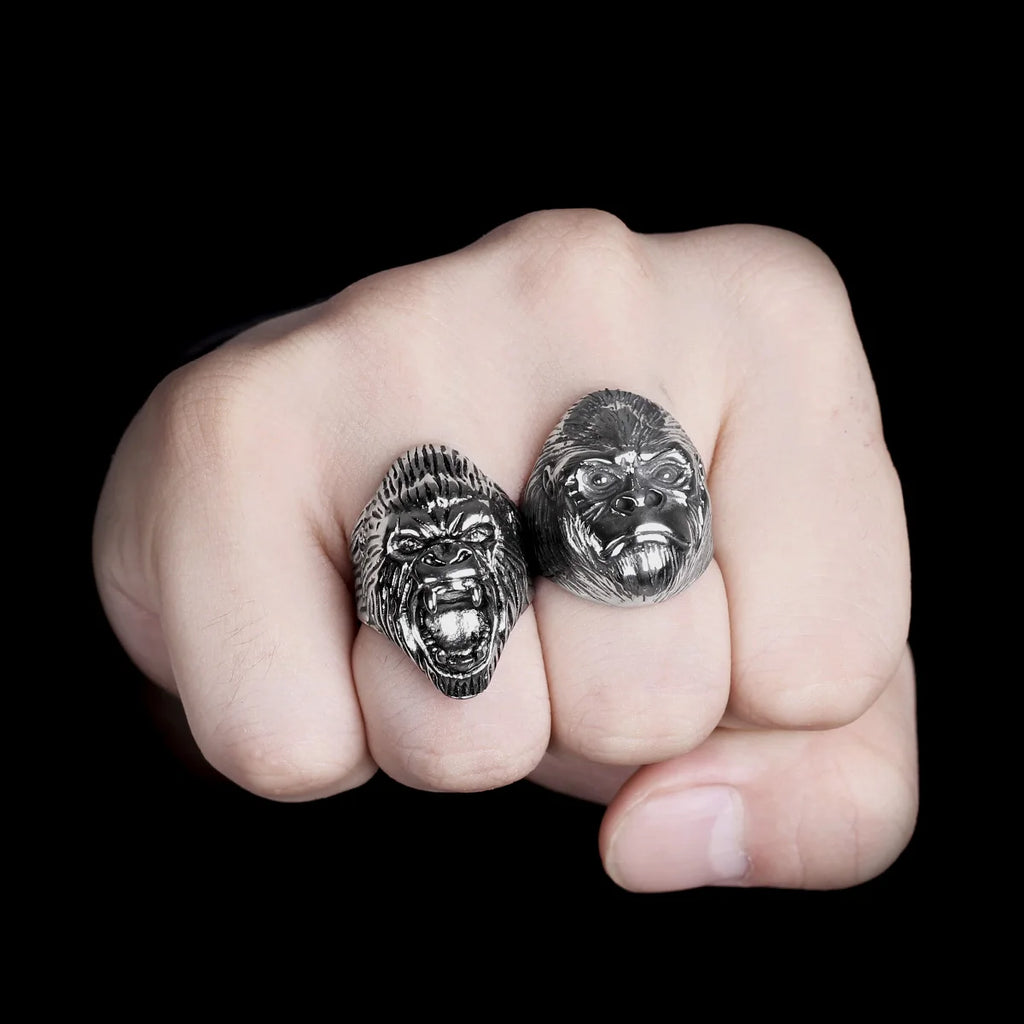 Stainless Steel Men Rings Gorilla