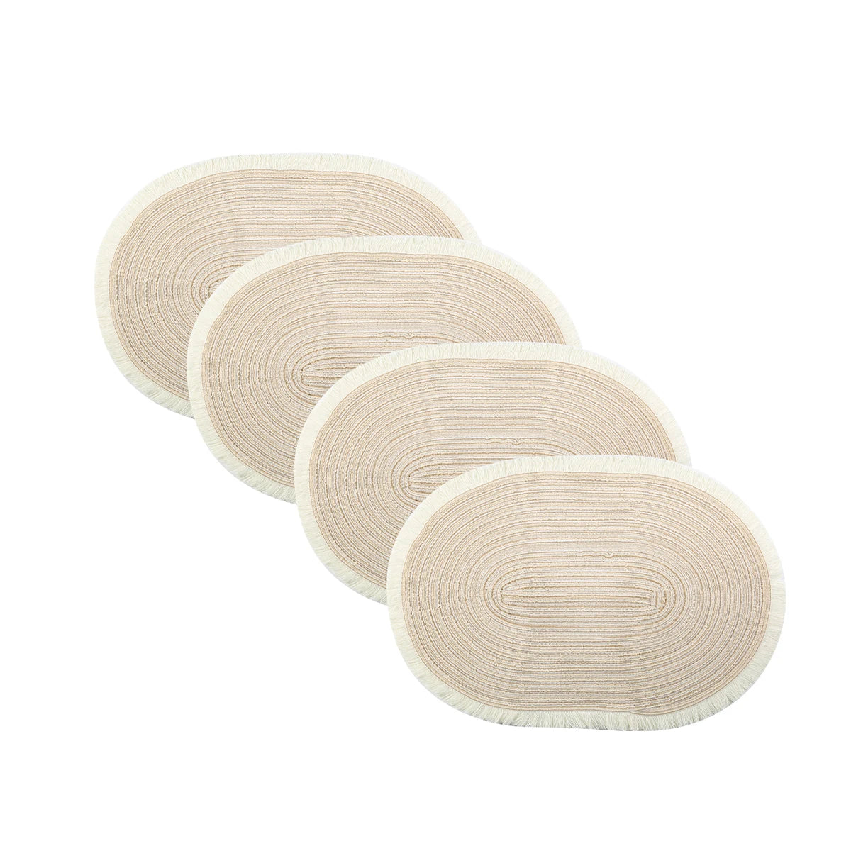 4pcs/set High Quality Handmade Oval Woven Braided Placemats 18x12inch