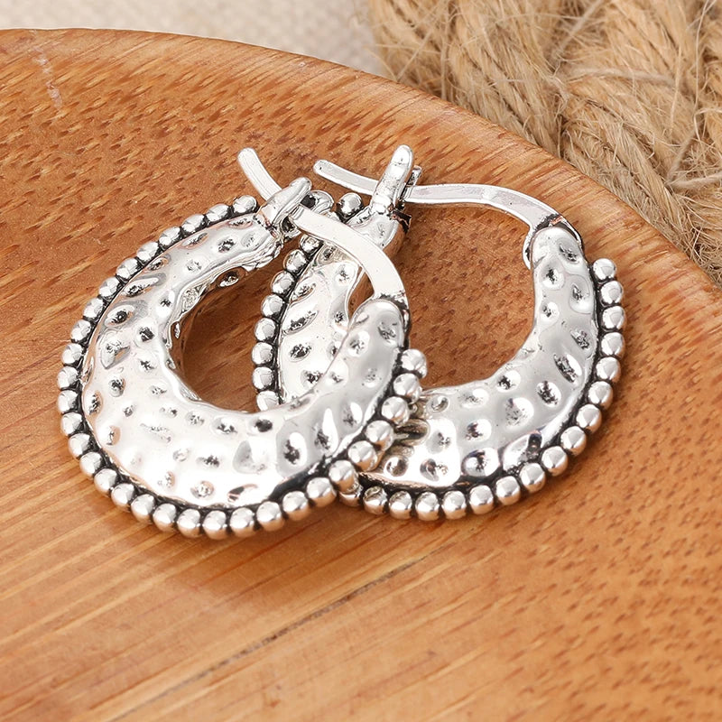 Silver Color Metal Hoop Earrings
