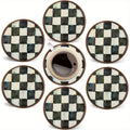 2D Flat 6pcs 4in Plaid Round Wooden Cup Coasters Heat-resistant Slip-resistant Artistic Coffee Tea Cup Matss Home Kitchen Gifts