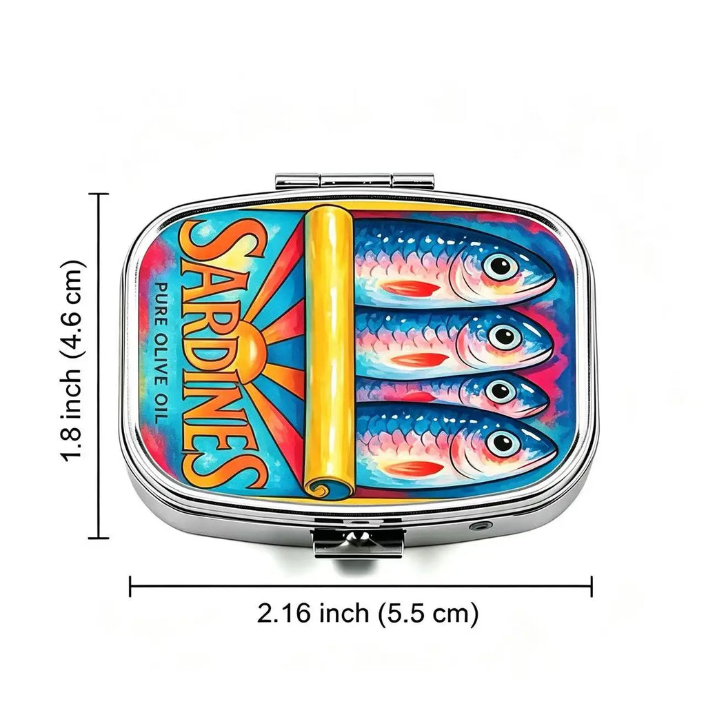Retro Sardines Can Print Metal Pill Box