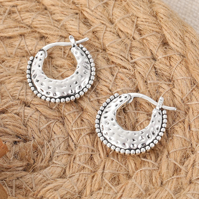 Silver Color Metal Hoop Earrings