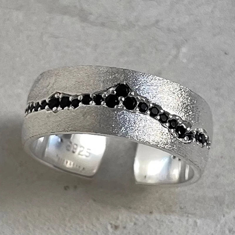 PANJBJ Real 925 Sterling Silver Retro Round Ring For 2 Rigns Women Chain Vintage Fine Jewelry Minimalist Accessories Gift