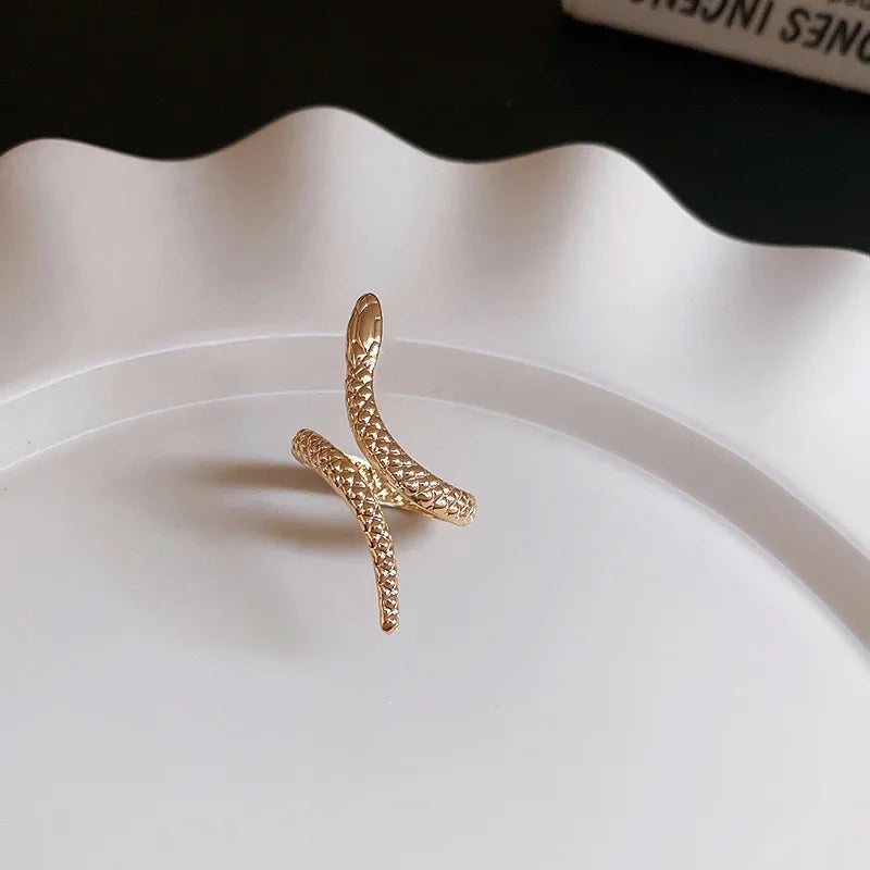 New Arrival Snake Shaped Cuff Bracelet Ring Set for Women Exaggerated Metal Unique Design Bracelet Fashion Jewelry Set