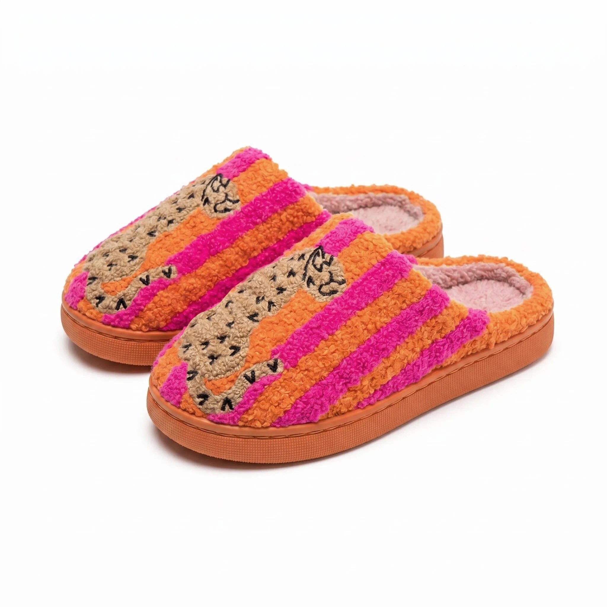 Leopard Print Plush  Indoor Warm Plush Shoes