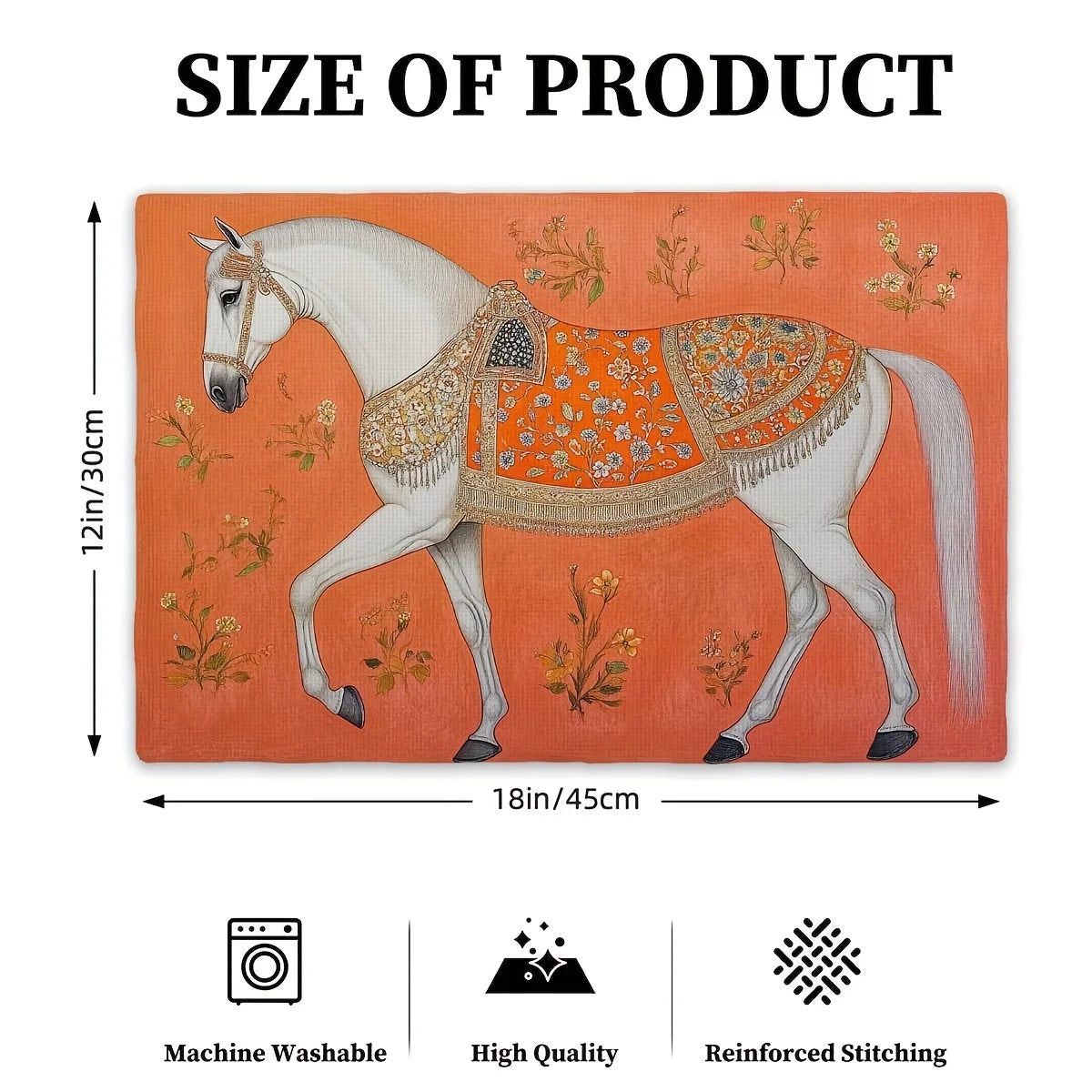 Indian Style White Horse Placemats Set Of 4