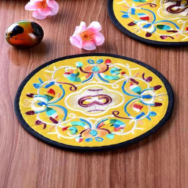 1pc Coasters,  Floral Fabric Coasters Teacup Mat