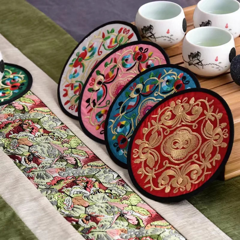 1pc Coasters,  Floral Fabric Coasters Teacup Mat
