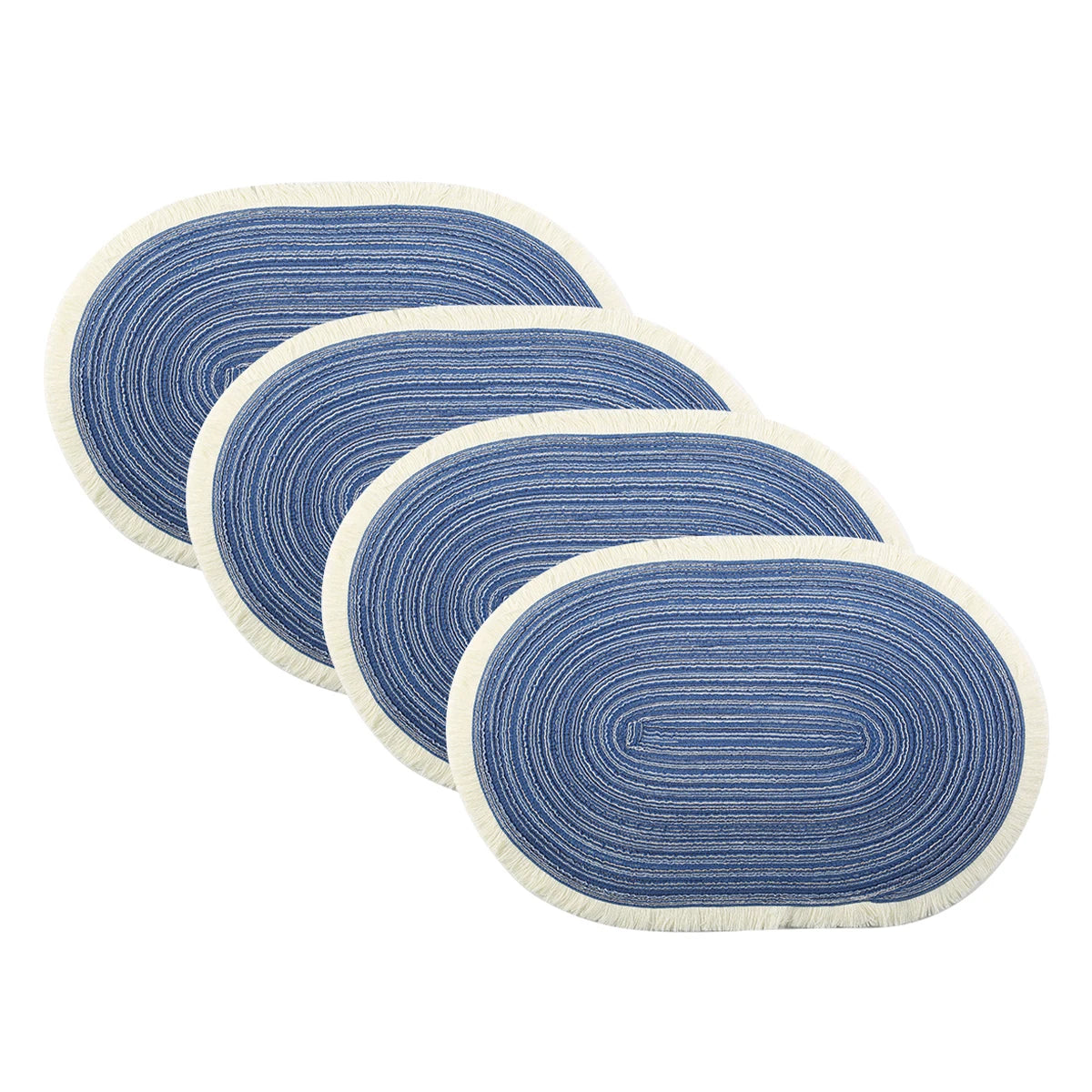 4pcs/set High Quality Handmade Oval Woven Braided Placemats 18x12inch