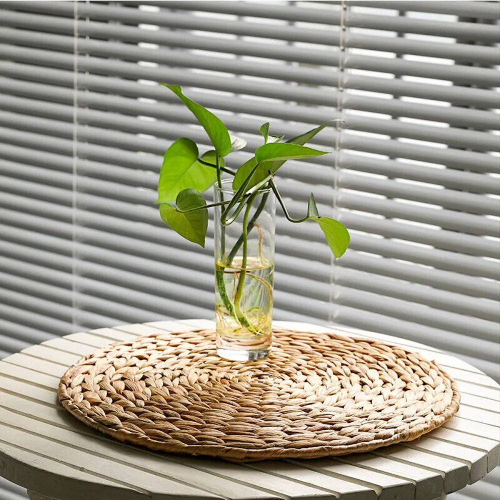 Rattan Round Natual Straw cups Mat