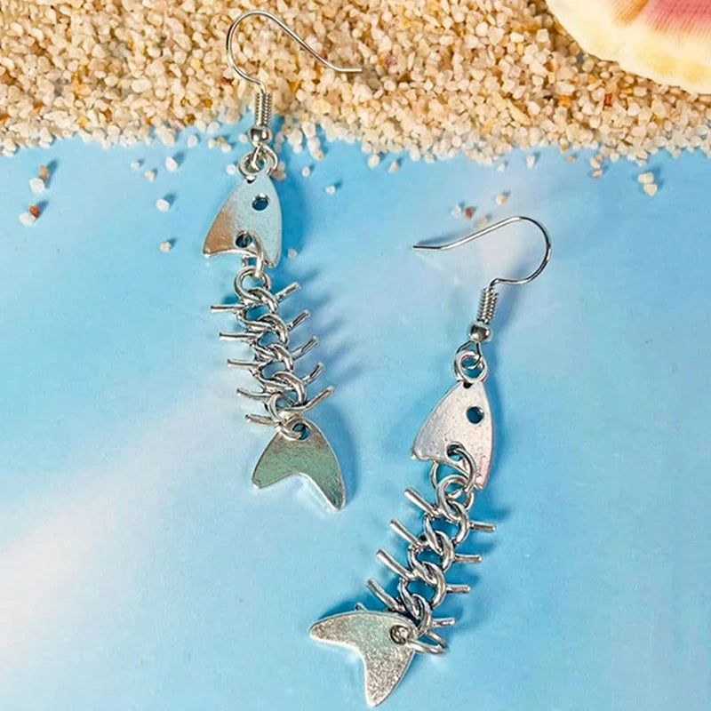 Metal Fishbone Earrings