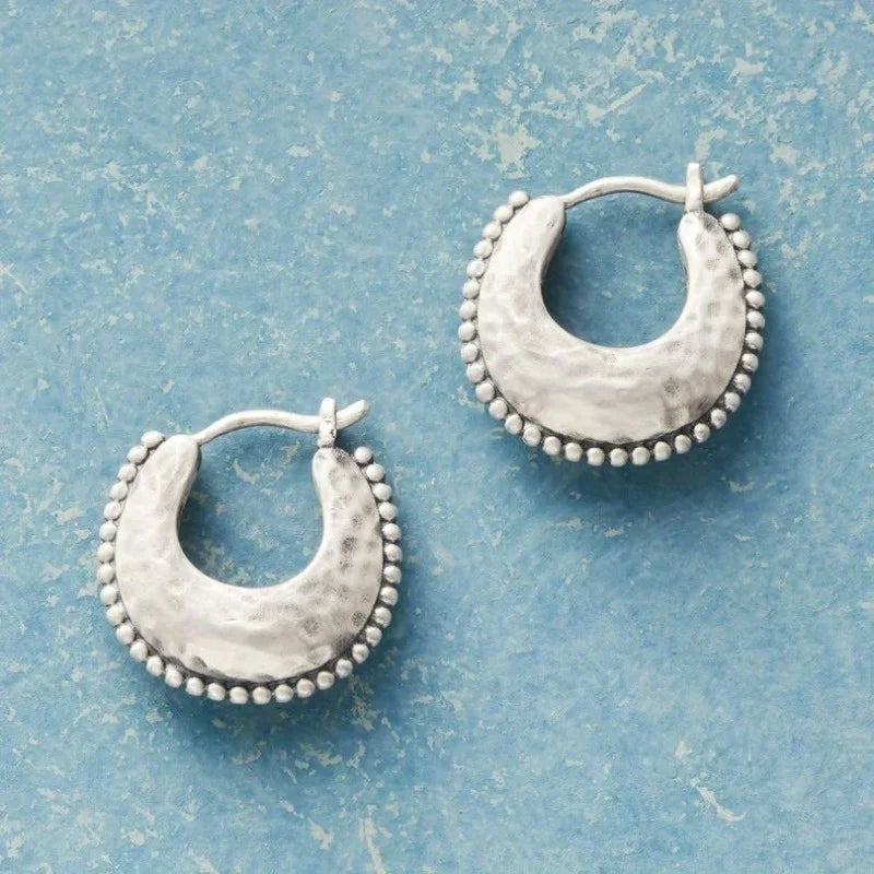Silver Color Metal Hoop Earrings