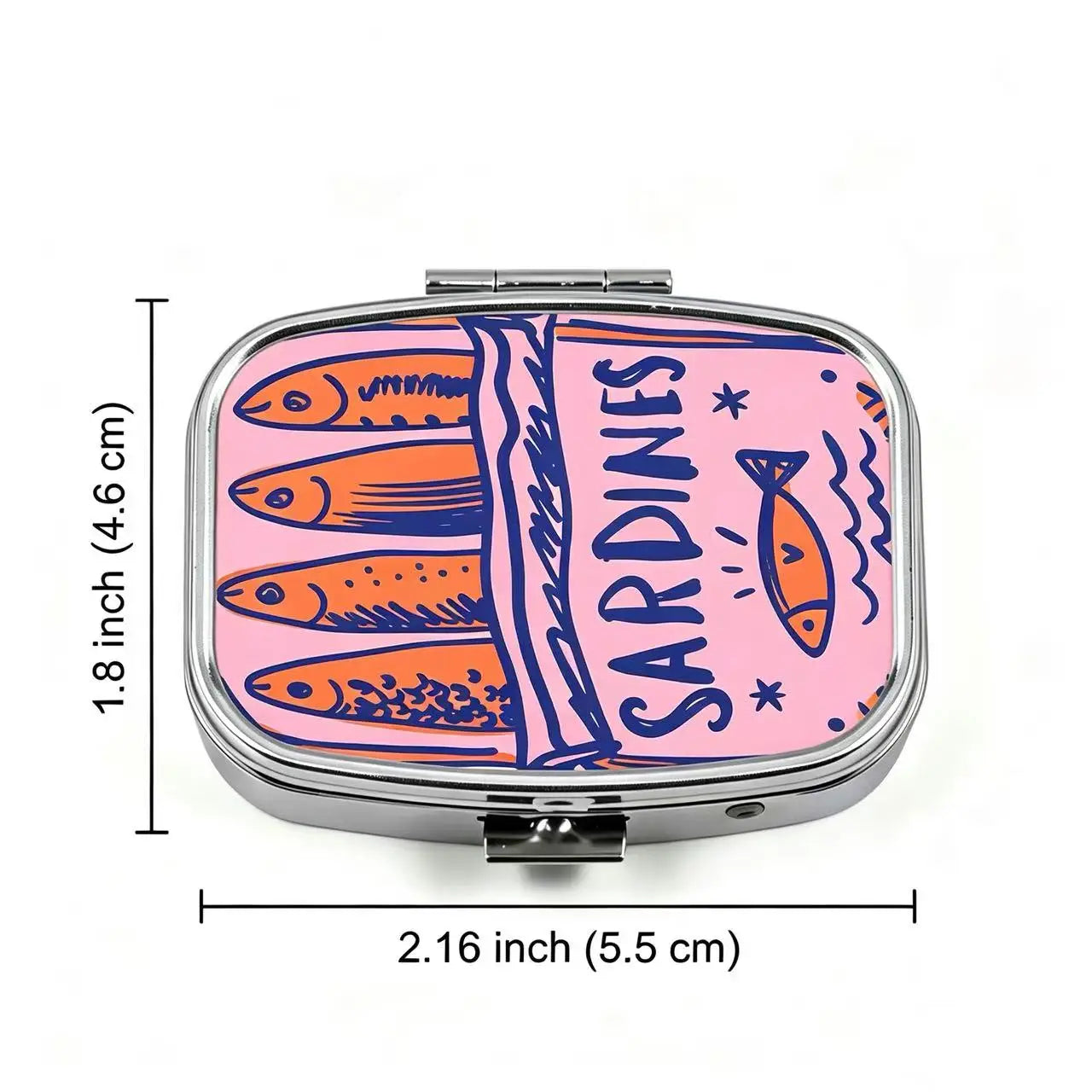 Cute Sardines Print Metal Pill Case