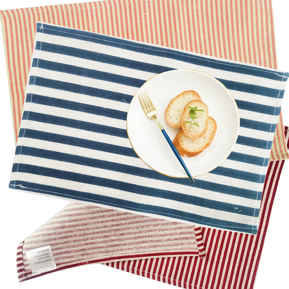 1Pc Polyester Linen Fabric Table Mats