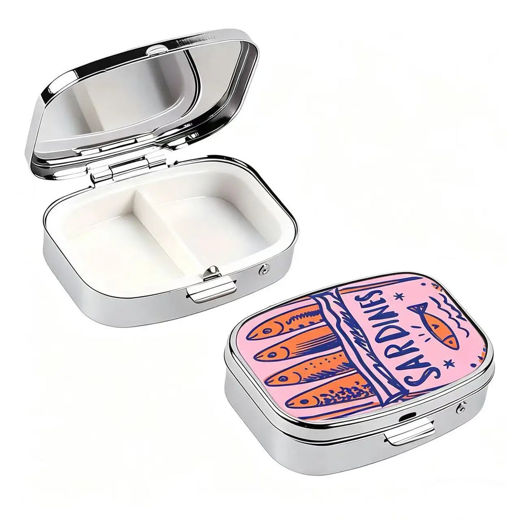 Cute Sardines Print Metal Pill Case