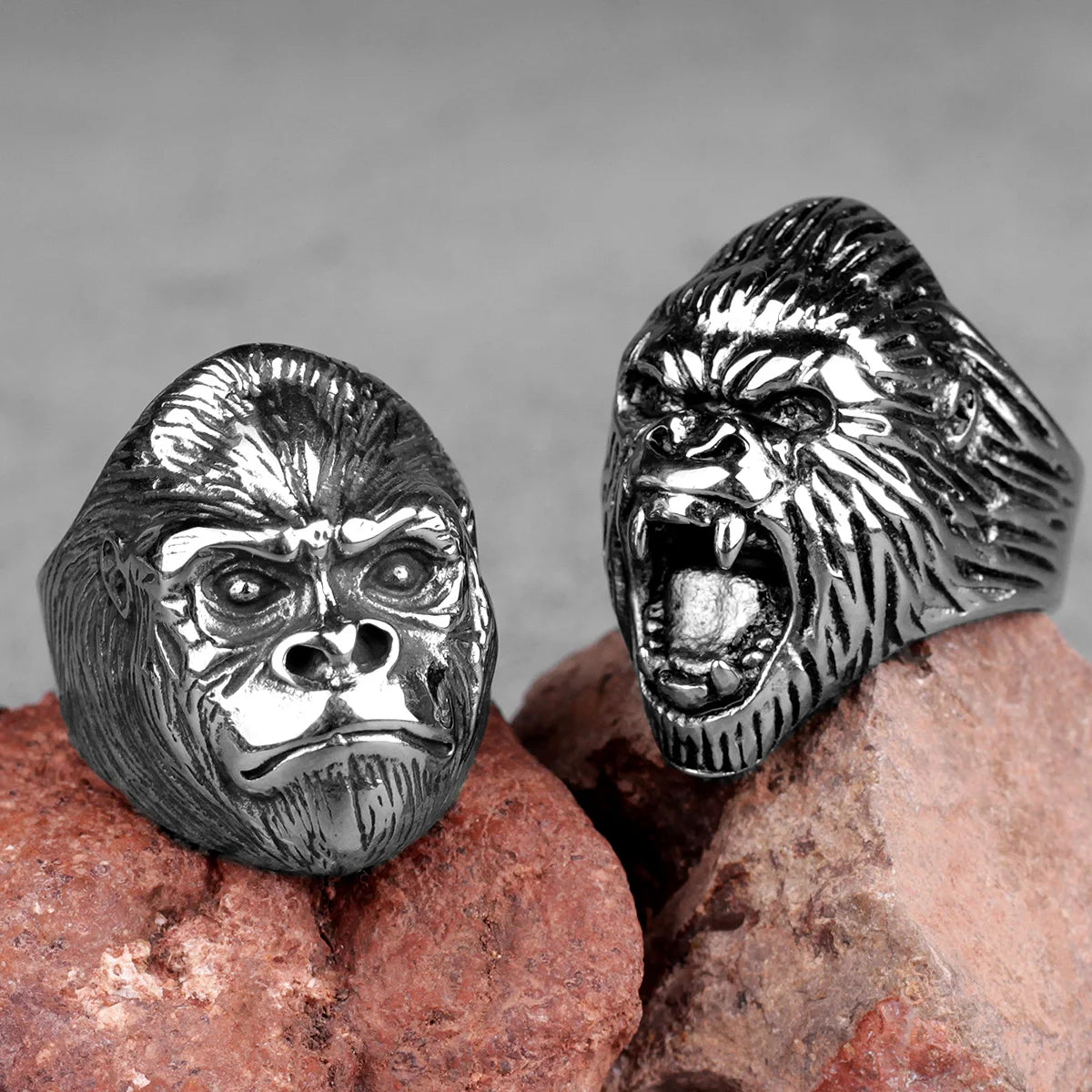 Stainless Steel Men Rings Gorilla