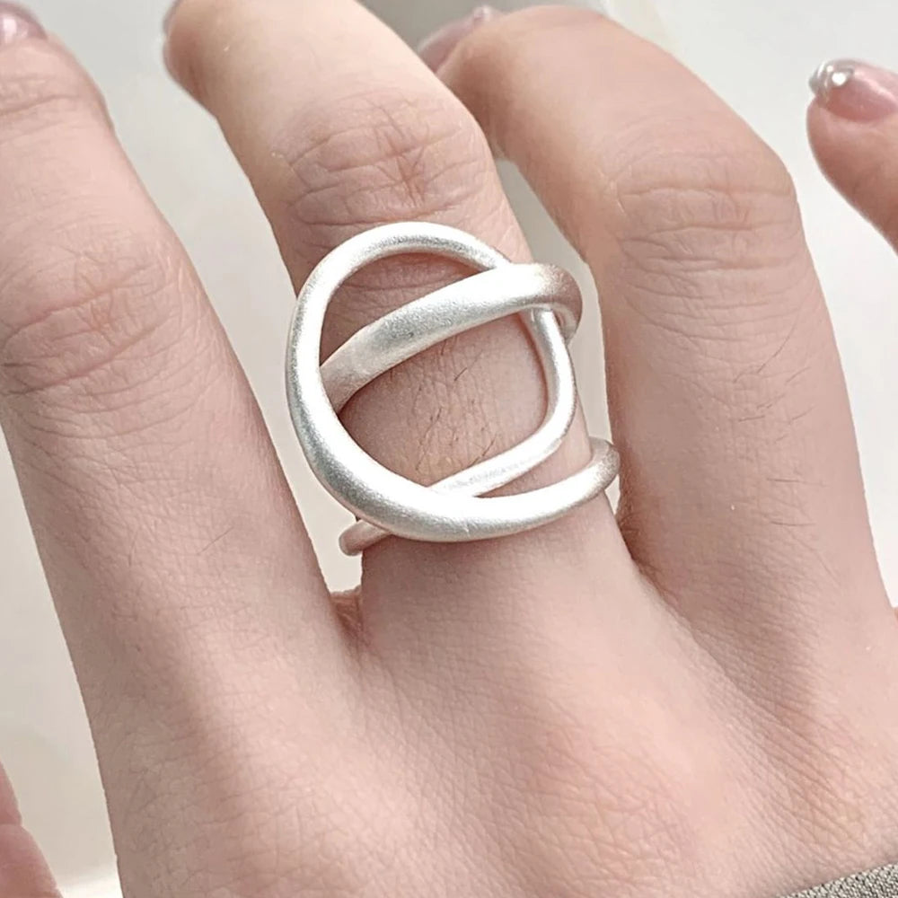 PANJBJ Real 925 Sterling Silver Retro Round Ring For 2 Rigns Women Chain Vintage Fine Jewelry Minimalist Accessories Gift